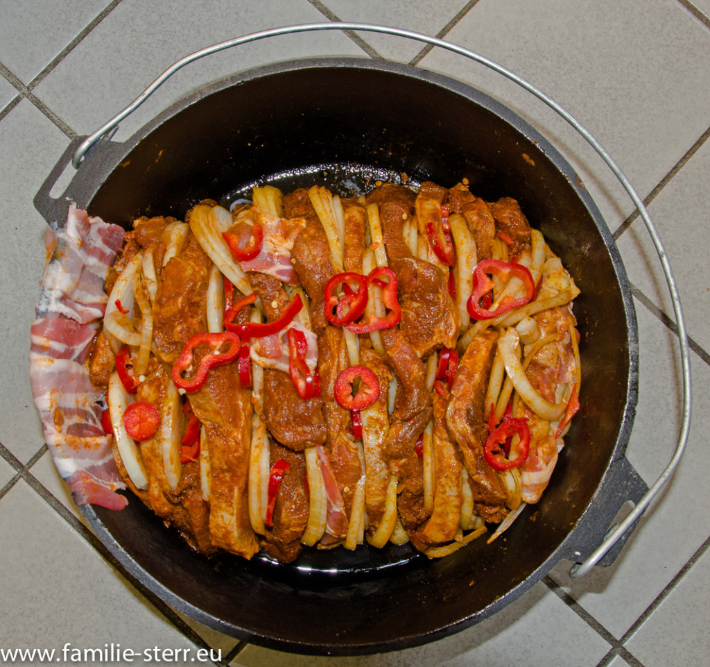 Schichtfleisch im Dutch Oven