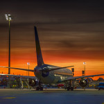 Lichterrundfahrt Flughafen München / Sonnenuntergang Vorfeld West