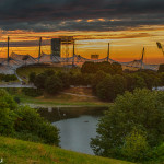 Sonnenuntergang hinter dem Olympiastadion