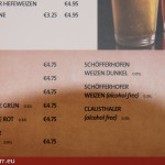Getränkekarte im Hard Rock Cafe Berlin