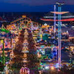 Schaustellerstraße auf dem Oktoberfest von oben