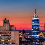 Central Tower München im Sonnenuntergang
