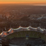 Sonnenuntergang über dem Olympiastadion vom Olympiaturm aus