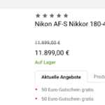 unglaubliches Objektiv - Angebot