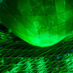 die BMW - Welt in München, grün beleuchtet zum irischen Nationalfeiertag St. Patrick's Day