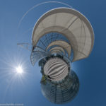 Munich Airport Center und T2 als Little Planet bei strahlendem Sonnenschein