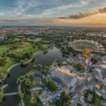 Olympiapark bei Sonnenuntergang