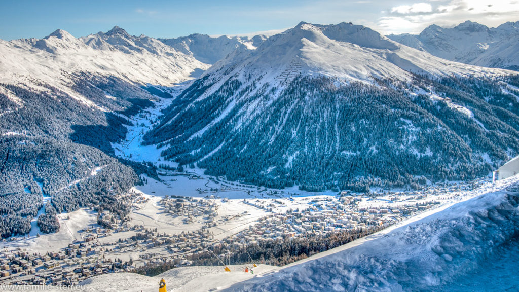 Panoramablick vom Weissfluh über Davos und die umliegenden Berge