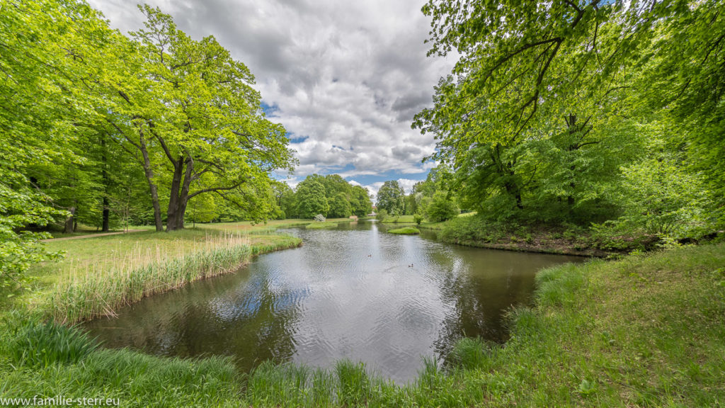 Blick in die großzügige Parkanlage und einen der See im Schlosspark Branitz