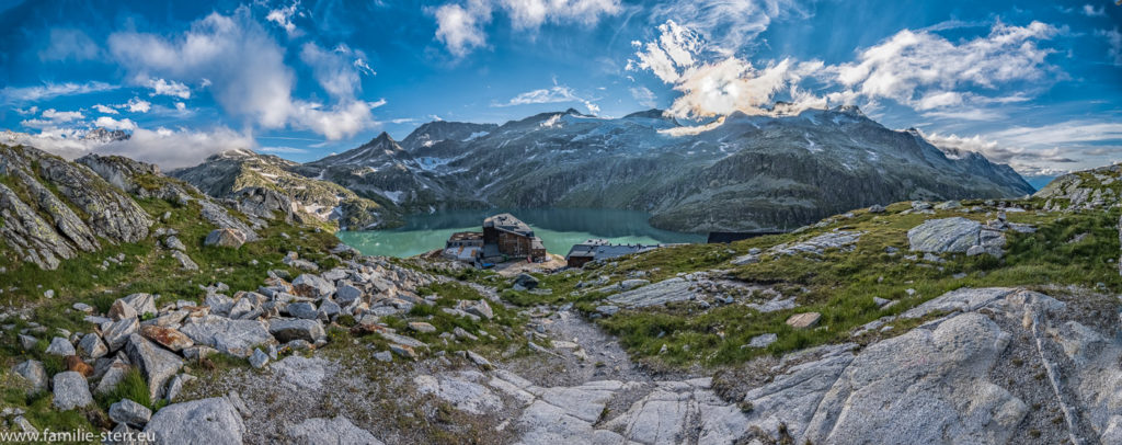 Blick vom Schafbühel über den Weißsee und die Rudolfshütte Richtung Granatspitze im Nationalpark Hohe Tauern