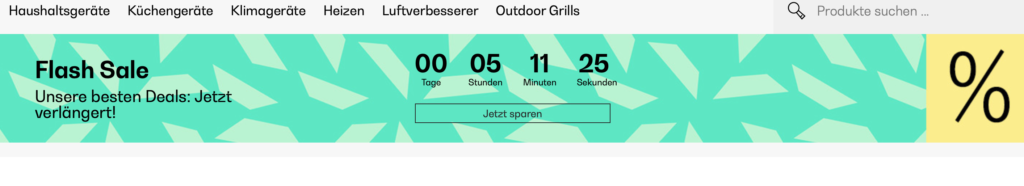 Countdowntimer für Rabattangebot auf einer Webseite