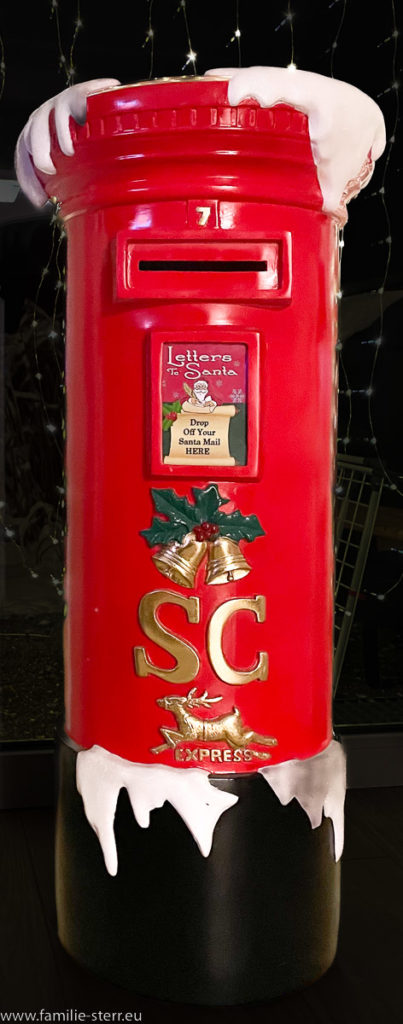 roter Säulen-Briefkasten Santas-Letter-Box für Weihnachtswunschbriefe