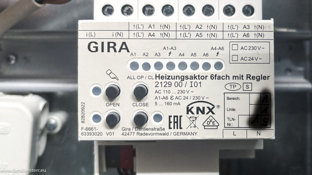 Heizungsaktor GIRA 2129 00 - 6fach Heizungsaktor mit Regler