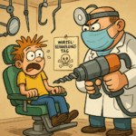 Cartoon, das meine Angst vor der bevorstehenden Wurzelbehandlung darstellt