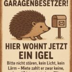 Warnschild Igel in der Garage